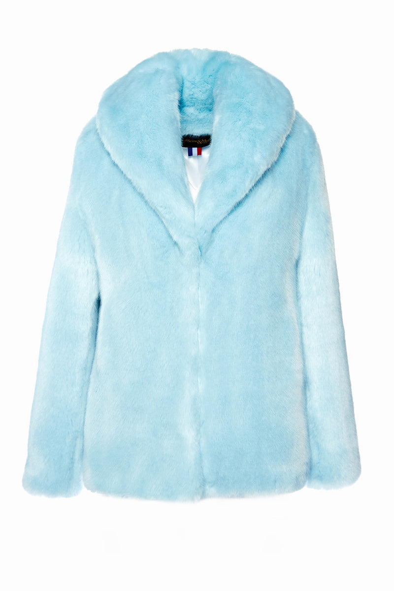 Faux Fur Sky Blue Jacket ANNA – LaSeine&Moi