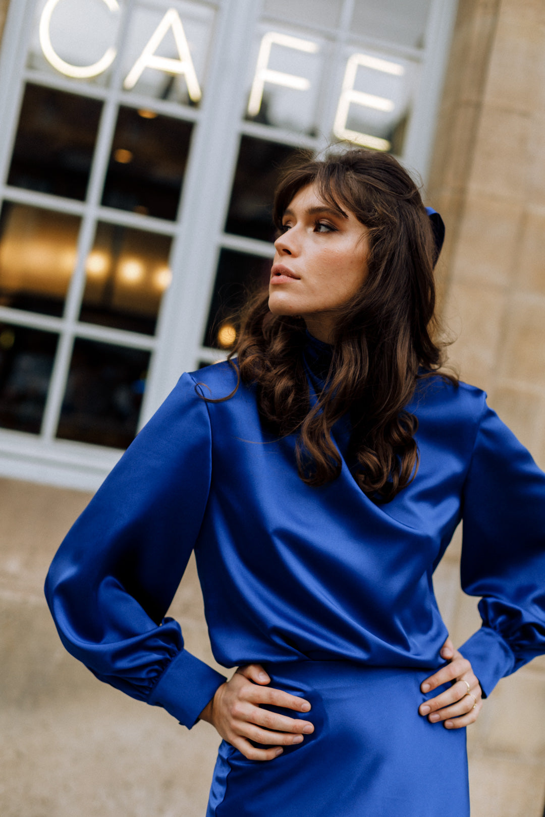 Top Satin Bleu Roi - MARGOT