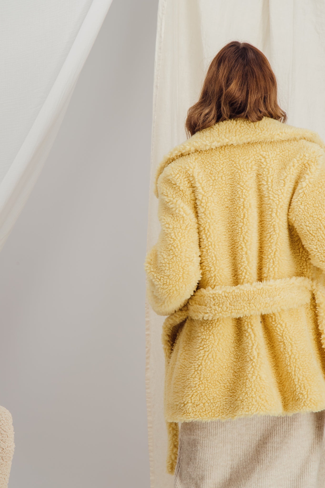 Heloise Yellow Faux Shearling Belted Yellow Jacket - HÉLOÏSE – LaSeine&Moi