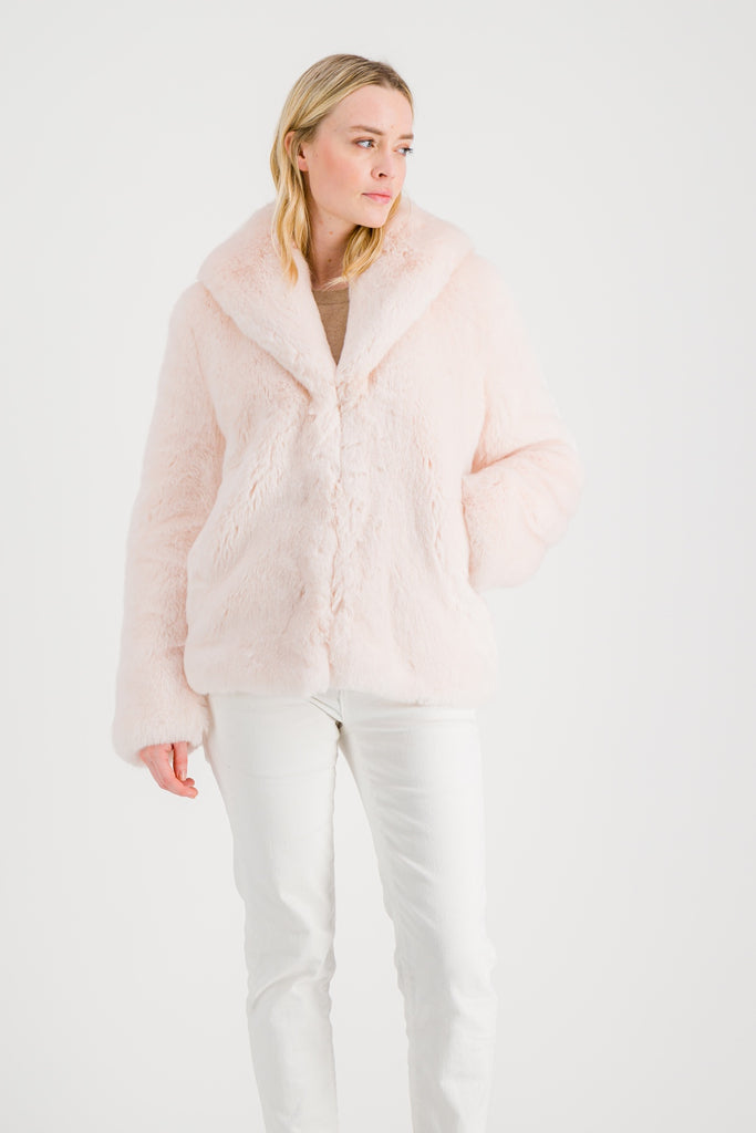 Faux Fur Powder Pink Jacket - ANNA – LaSeine&Moi