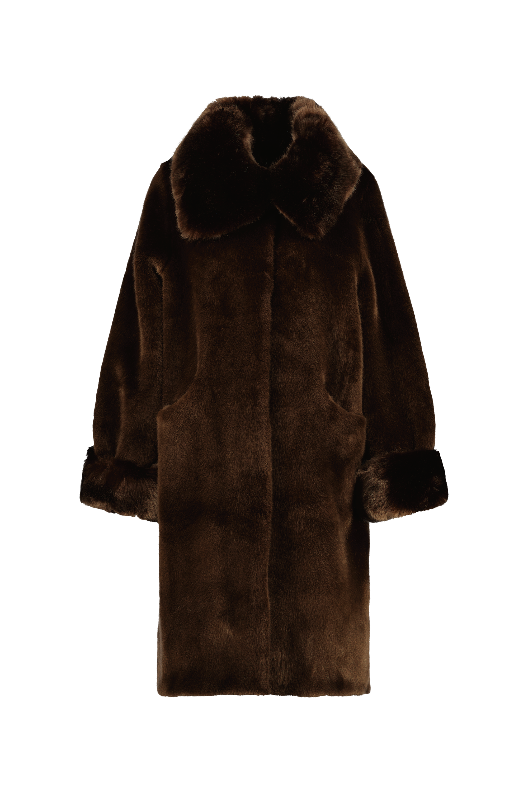 Dark Brown faux fur coat - CATHY – LaSeine&Moi