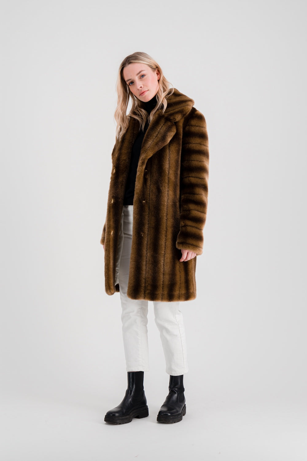 Lyra Faux Mink Fur Brown Coat